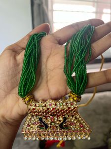 Peacock Pendant Green Beaded Necklace