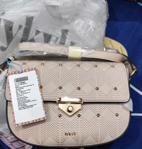 Iykyk Compact Beige Textured Sling Bag