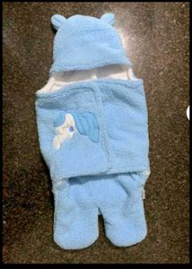 Blue Baby swadle with Hood