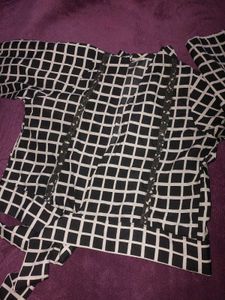 Brad Man Black &amp; White Grid Crop Top