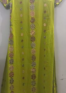 Green Embroidered Kurta