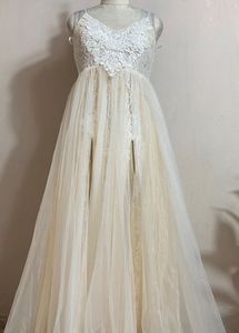 Ivory Lace & Tulle Maxi Dress