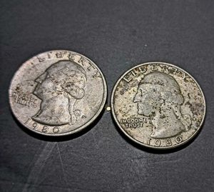 Two 1980s Quarter U.S Dollar