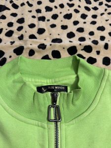 Women Lime Green Hooded Crop Jackets