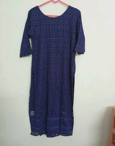 Navy Blue Kurti With Embroidery Work