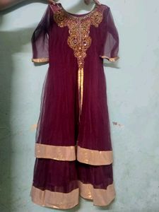 Elegant Maroon & Gold Ethnic Gown