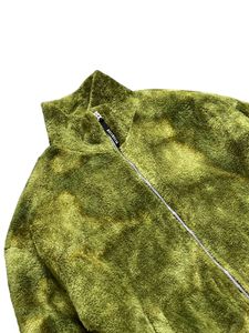 Olive Green Furry Zip-Up Jacket korean brand