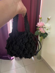 H&amp;M  Black Macrame Bucket Bag
