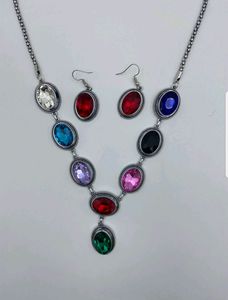 Deep colorful Angelic Crystal Pendant Necklace for