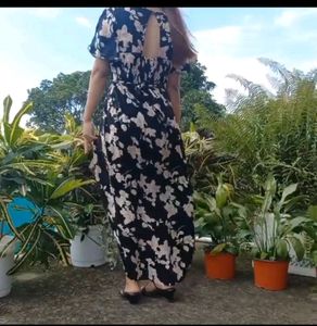Black Floral Maxi With Shorts.