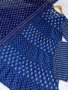 Blue Printed Kurti with Dupatta