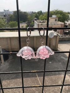 Pink Flower Earrings
