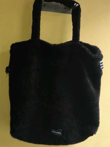 Black Fluffy Tote Bag