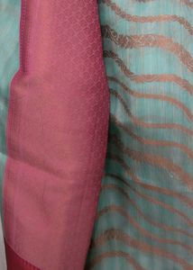 Elegant Teal Saree with Woven Design