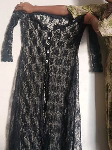 Black Colour Kurta Cum Shrug