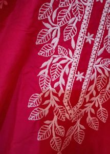 Pink Chikan Kari Embroidery Kurti