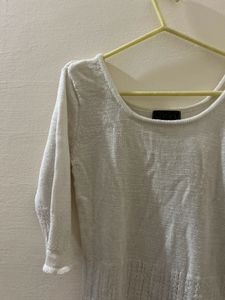 Gray Sleeveless Dress with White Top