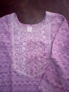 Lavender Purple Kurta Set White Duptta Pant Girls