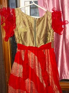 Elegant Red &amp; Gold Ethnic Gown