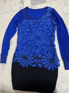 Royal Blue-Black Bodycon Dress New