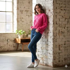 Pink Textured Pullover Sweater