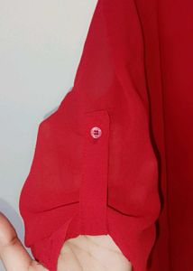 Sheer Red Button-Down Shirt❤️