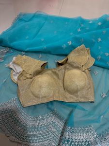 Blue Net Saree