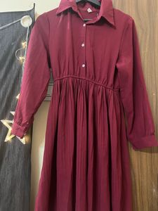 Maroon Shirt Dress