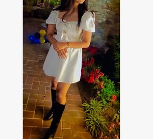 White Bow Mini Dress