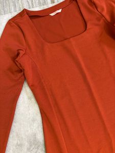 Chic Orange Midi Dress