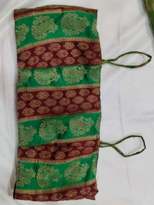 Green Brocade Skirt With Crop Top And Jacket