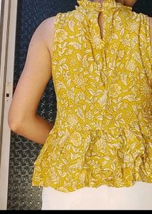 Mustard Printed Top