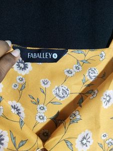Faballey Yellow Floral Printed Western Top(women&#39;s)