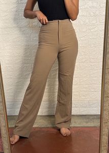 Beige stretchable Pants Or Trouser