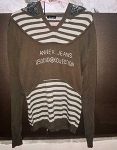 Combo Brown&white Stripped Hoodie With Lemon Top