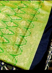 Green & Gold Banarasi Silk Saree..Buy 2 Get One Fr