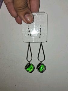 Green Teardrop Dangle Earrings