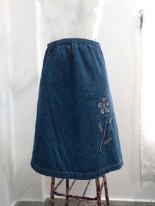 Denim A Line Knee Length Skirt