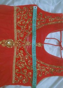 Coral Flared Sleeveless Party Wear