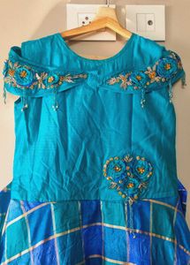 Girl&#39;s Embroidered Blue Dress