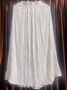 White Crinkled A-line Skirt