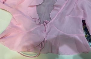 Pink Ruffle Tie Top