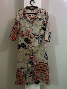 Vintage Print Midi Dress