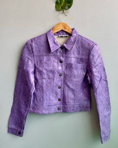 Purple Snake Print Cropped Jacket