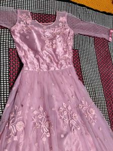 Elegant Pink Embroidered Gown