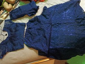 blue bust size 38  net lehenga with dupatta