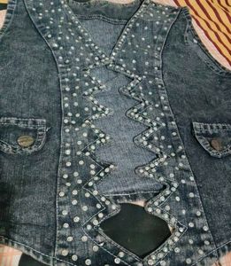 Denim Vest with Studs