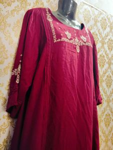 Maroon Colour Kurta Designer Neck