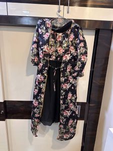 Floral Print crop top with Shrug n plazzo