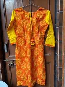Yellow Printed Kurti